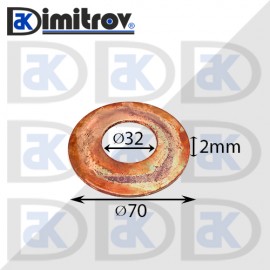 Дифтунга Ø 32 х Ø 70 х 2 mm медна